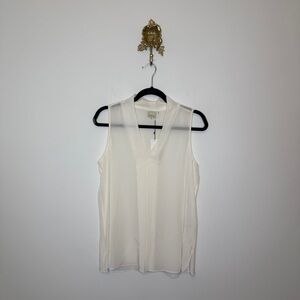 Ecru Alabaster V-Neck Silk Top